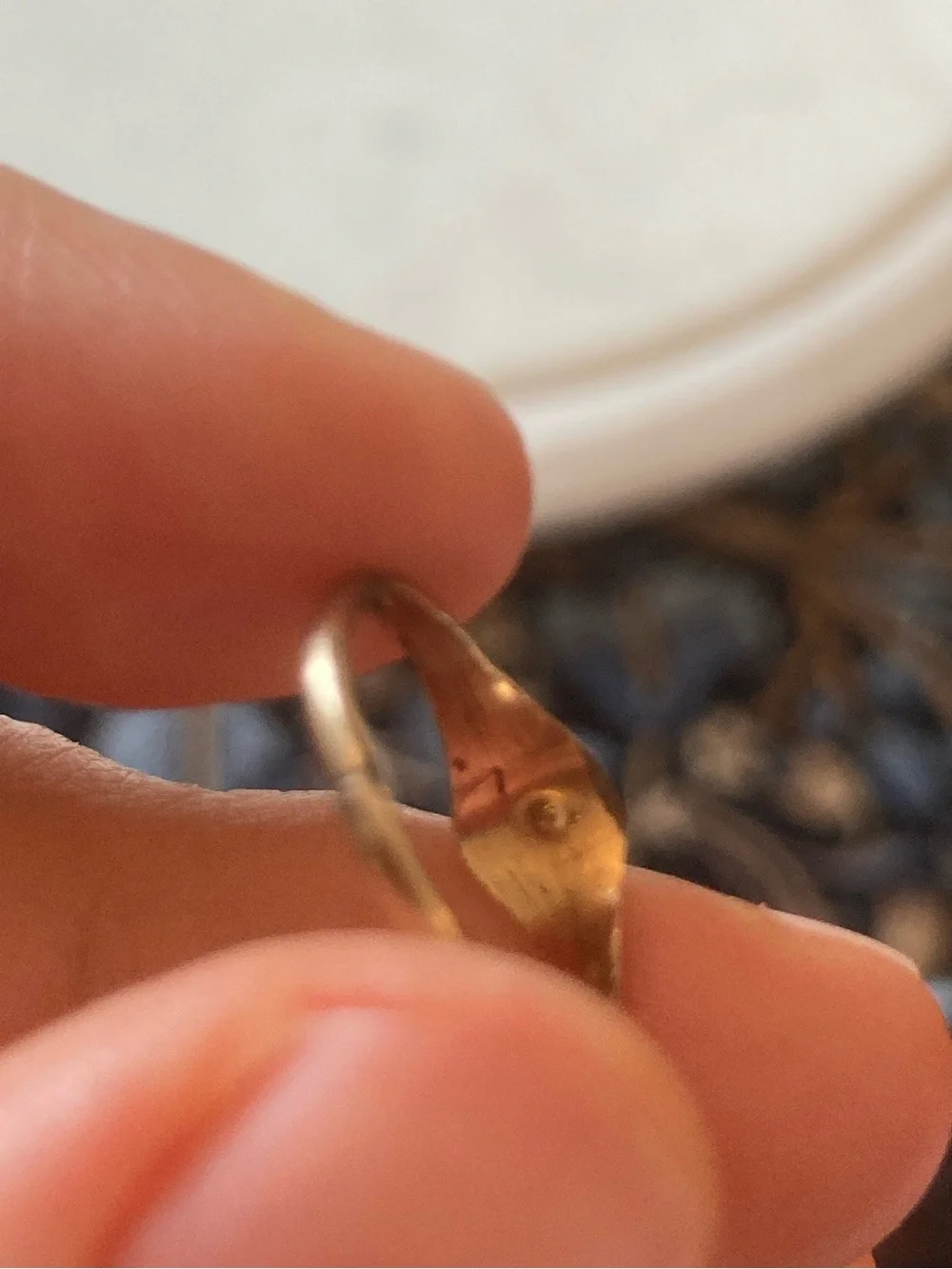 Antique Victorian Turquoise Gold-Filled Ring, Tiny Size, As Is